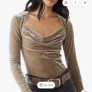 Free People Taupe Knit Top